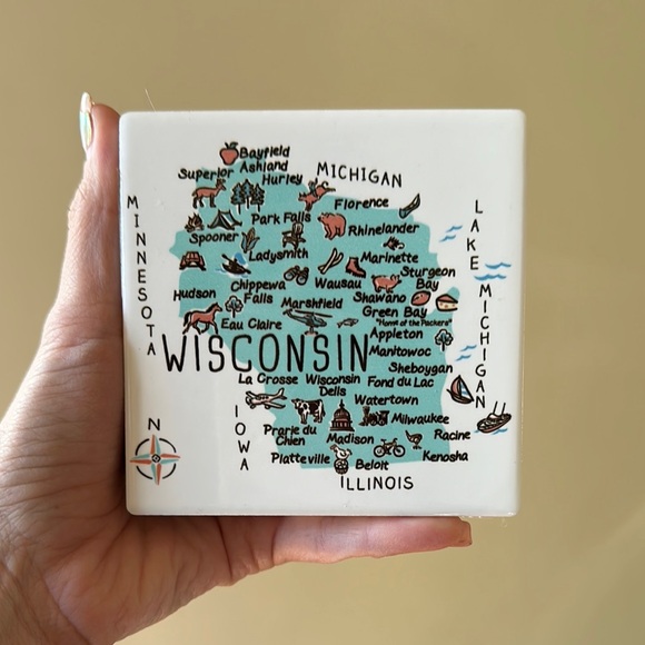 Wisconsin Map Ceramic Coasters - Picture 2 of 4